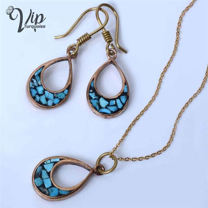 نیم ست فیروزه کوب طرح اشک